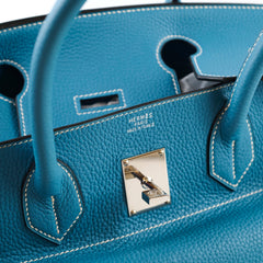 Hermes JPG Shoulder Birkin Blue Jean PHW - I Square Stamp