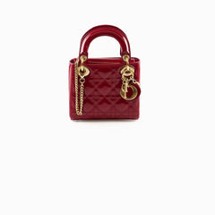 Dior Lady Mini Patent Red