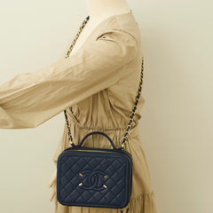 Chanel Filigree Vanity Navy Blue Caviar - Series 29