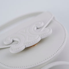 Celine Cuir Mini Triomphe White Crossbody Bag