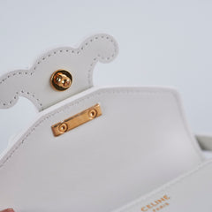 Celine Cuir Mini Triomphe White Crossbody Bag