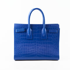 Saint Laurent Sac De Jour Medium Croc Embossed Blue