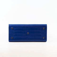 Saint Laurent Sac De Jour Medium Croc Embossed Blue