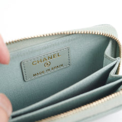Chanel Blue/Grey Zipper Card Holder