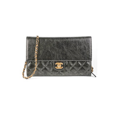 Chanel Zip Away Chain Clutch Wallet on Chain WOC Metallic Grey