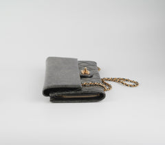 Chanel Zip Away Chain Clutch Wallet on Chain WOC Metallic Grey