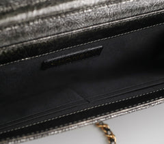 Chanel Zip Away Chain Clutch Wallet on Chain WOC Metallic Grey