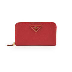 Prada Saffiano Long Zip Wallet Red