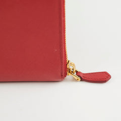 Prada Saffiano Long Zip Wallet Red