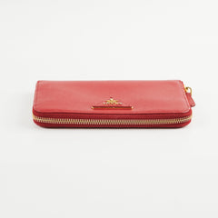 Prada Saffiano Long Zip Wallet Red