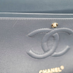 Chanel Chevron M/L Lambskin Classic Flap Dark Grey/Blue