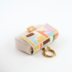 Fendi Kuban Canvas FF Embroidered Nano Baguette Charm