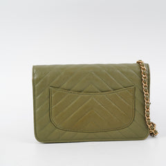 Chanel Wallet On Chain WOC Green Chevron
