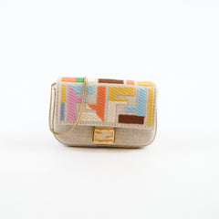Fendi Kuban Canvas FF Embroidered Nano Baguette Charm