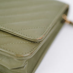 Chanel Wallet On Chain WOC Green Chevron