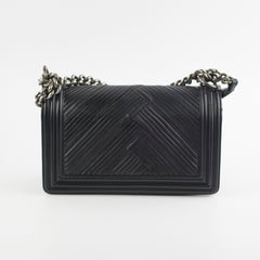 Chanel Old Medium Boy Chevron Black Bag