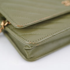 Chanel Wallet On Chain WOC Green Chevron