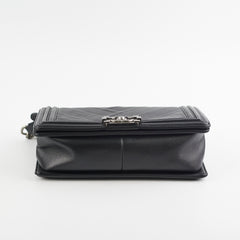 Chanel Old Medium Boy Chevron Black Bag