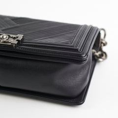 Chanel Old Medium Boy Chevron Black Bag