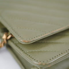 Chanel Wallet On Chain WOC Green Chevron
