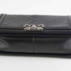Chanel Old Medium Boy Chevron Black Bag