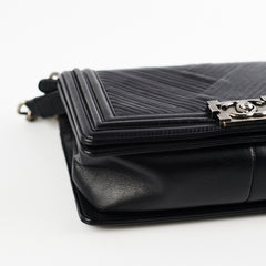 Chanel Old Medium Boy Chevron Black Bag