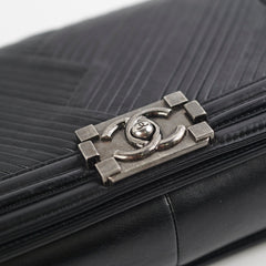 Chanel Old Medium Boy Chevron Black Bag
