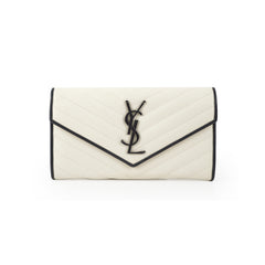 Saint Laurent White Monogram Long Envelope Wallet