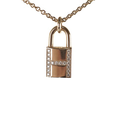 Hermes Kelly Cadenas Necklace Rose Gold with Diamonds