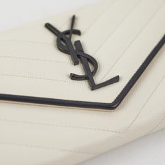 Saint Laurent White Monogram Long Envelope Wallet