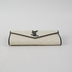 Saint Laurent White Monogram Long Envelope Wallet