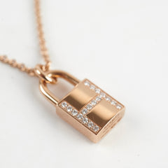 Hermes Kelly Cadenas Necklace Rose Gold with Diamonds