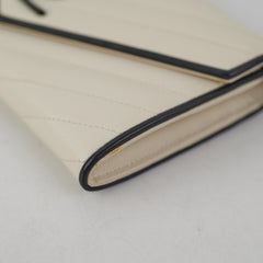 Saint Laurent White Monogram Long Envelope Wallet