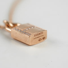 Hermes Kelly Cadenas Necklace Rose Gold with Diamonds