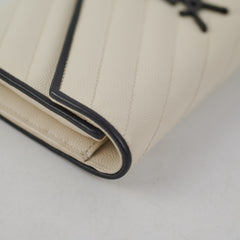 Saint Laurent White Monogram Long Envelope Wallet