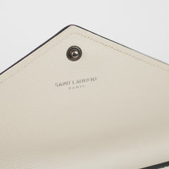 Saint Laurent White Monogram Long Envelope Wallet