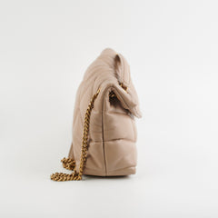 Saint Laurent Small Puffer Lou Beige Shoulder Bag