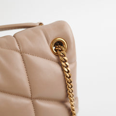 Saint Laurent Small Puffer Lou Beige Shoulder Bag
