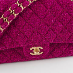 Chanel M/L Tweed Purple Classic Flap Shoulder Bag