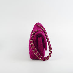 Chanel M/L Tweed Purple Classic Flap Shoulder Bag