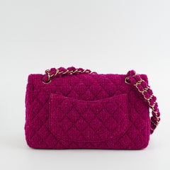 Chanel M/L Tweed Purple Classic Flap Shoulder Bag