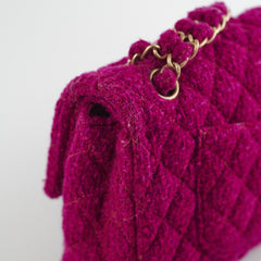 Chanel M/L Tweed Purple Classic Flap Shoulder Bag