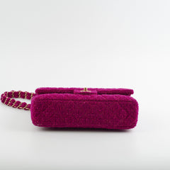 Chanel M/L Tweed Purple Classic Flap Shoulder Bag