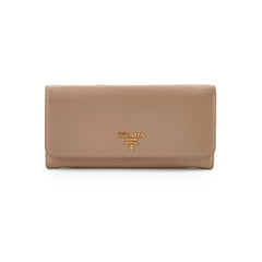 Prada Long Leather Wallet Large Beige