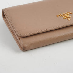 Prada Long Leather Wallet Large Beige