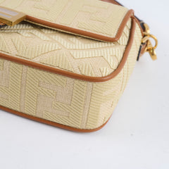 Fendi Raffia Vitello Medium Baguette Beige