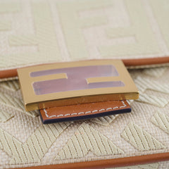 Fendi Raffia Vitello Medium Baguette Beige