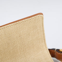 Fendi Raffia Vitello Medium Baguette Beige