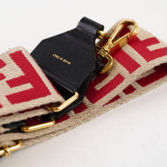 Fendi FF Jacquard Canvas Strap Red/Beige