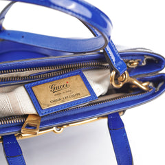 Gucci Patent Bright Bit Tote Blue